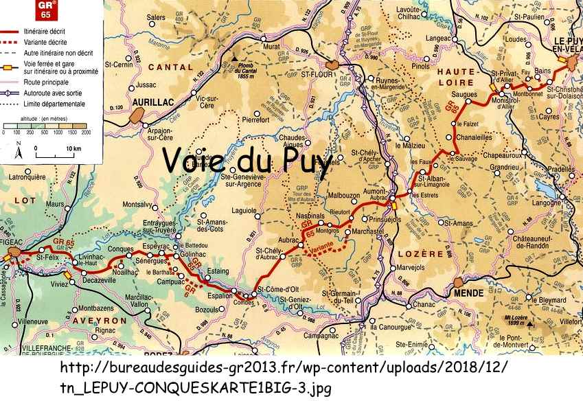 Carte Chemin De Compostelle Cluny Le Puy-en-velay